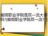 徽商职业学院是双一流大学吗?(徽商职业学院双一流？)