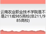 云南农业职业技术学院是不是211或985高校(非211/985高校)