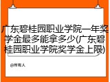 广东碧桂园职业学院一年奖学金最多能拿多少(广东碧桂园职业学院奖学金上限)