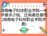 湖南电子科技职业学院一年学费多少钱，还有哪些费用(湖南电子科技职业学院学费)