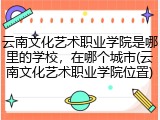 云南文化艺术职业学院是哪里的学校，在哪个城市(云南文化艺术职业学院位置)