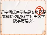 辽宁何氏医学院是专科还是本科院校呢(辽宁何氏医学院学历层次)