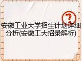 安徽工业大学招生计划详细分析(安徽工大招录解析)