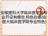 安徽医科大学临床医学院专业开设有哪些,特色在哪(安医大临床医学院专业特色)