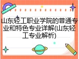 山东轻工职业学院的普通专业和特色专业详解(山东轻工专业解析)
