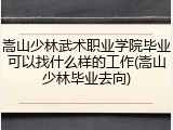 嵩山少林武术职业学院毕业可以找什么样的工作(嵩山少林毕业去向)