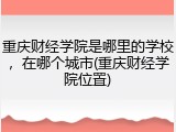 重庆财经学院是哪里的学校，在哪个城市(重庆财经学院位置)