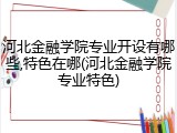 河北金融学院专业开设有哪些,特色在哪(河北金融学院专业特色)