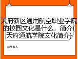 天府新区通用航空职业学院的校园文化是什么，简介(天府通航学院文化简介)
