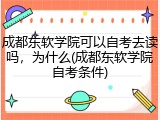 成都东软学院可以自考去读吗，为什么(成都东软学院自考条件)