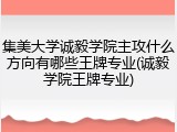 集美大学诚毅学院主攻什么方向有哪些王牌专业(诚毅学院王牌专业)