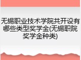 无锡职业技术学院共开设有哪些类型奖学金(无锡职院奖学金种类)