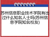 苏州信息职业技术学院有出过什么知名人士吗(苏州信息学院知名校友)