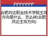 合肥共达职业技术学院主攻方向是什么，怎么样(合肥共达主攻方向)
