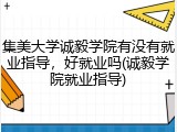 集美大学诚毅学院有没有就业指导，好就业吗(诚毅学院就业指导)