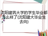 沈阳建筑大学的学生毕业都怎么样了(沈阳建大毕业生去向)