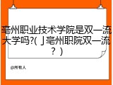 亳州职业技术学院是双一流大学吗?(亅亳州职院双一流？)