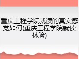 重庆工程学院就读的真实感觉如何(重庆工程学院就读体验)