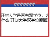 开封大学是否有双学位，为什么(开封大学双学位原因)