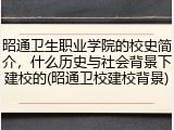 昭通卫生职业学院的校史简介，什么历史与社会背景下建校的(昭通卫校建校背景)