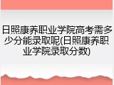 日照康养职业学院高考需多少分能录取呢(日照康养职业学院录取分数)
