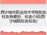 西宁城市职业技术学院知名校友有哪些，校史介绍(西宁城院校友校史)