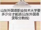 山东外国语职业技术大学要多少分才能进(山东外国语录取分数线)