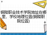 铜陵职业技术学院地址在哪里，学校地理位置(铜陵职院位置)