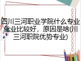 四川三河职业学院什么专业就业比较好，原因是啥(川三河职院优势专业)