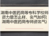 湖南中医药高等专科学校师资力量怎么样，名气如何(湖南中医药高专师资名气)