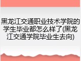 黑龙江交通职业技术学院的学生毕业都怎么样了(黑龙江交通学院毕业生去向)