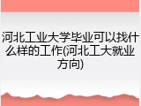 河北工业大学毕业可以找什么样的工作(河北工大就业方向)