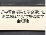 辽宁警察学院奖学金评定细则是怎样的(辽宁警院奖学金细则)