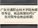 广东交通职业技术学院有哪些专业，就业前景如何(广东交院专业就业前景)