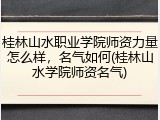 桂林山水职业学院师资力量怎么样，名气如何(桂林山水学院师资名气)