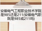 安徽电气工程职业技术学院是985还是211(安徽电气职院是985或211吗)