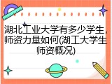 湖北工业大学有多少学生，师资力量如何(湖工大学生师资概况)