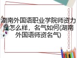 湖南外国语职业学院师资力量怎么样，名气如何(湖南外国语师资名气)