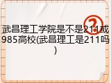 武昌理工学院是不是211或985高校(武昌理工是211吗)
