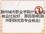 滁州城市职业学院什么专业就业比较好，原因是啥(滁州职院优势专业就业)