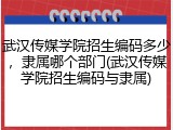 武汉传媒学院招生编码多少，隶属哪个部门(武汉传媒学院招生编码与隶属)