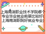 上海南湖职业技术学院哪个专业毕业就业前景比较好(上海南湖职院好就业专业)