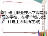 喀什理工职业技术学院是哪里的学校，在哪个城市(喀什理工职院所在地)