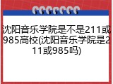沈阳音乐学院是不是211或985高校(沈阳音乐学院是211或985吗)