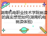 湖南机电职业技术学院就读的真实感觉如何(湖南机电就读体验)