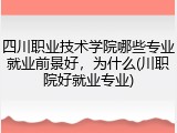 四川职业技术学院哪些专业就业前景好，为什么(川职院好就业专业)