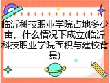临沂科技职业学院占地多少亩，什么情况下成立(临沂科技职业学院面积与建校背景)