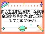 廊坊卫生职业学院一年奖学金最多能拿多少(廊坊卫院奖学金最高多少)