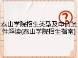 泰山学院招生类型及申请条件解读(泰山学院招生指南)