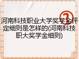 河南科技职业大学奖学金评定细则是怎样的(河南科技职大奖学金细则)